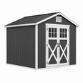 Abri de jardin en acier galvanisé anthracite et blanc avec double porte