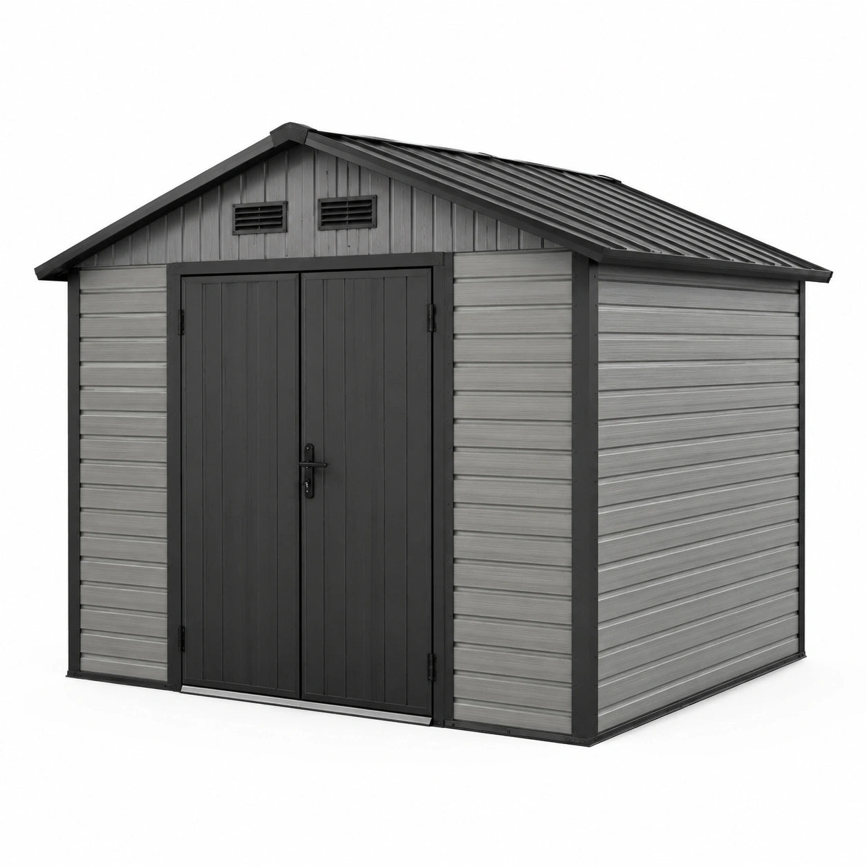 Abri de jardin en résine avec double porte et ventilation 185x152x226 cm