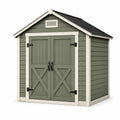 Abri de jardin en résine vert et gris avec double porte
