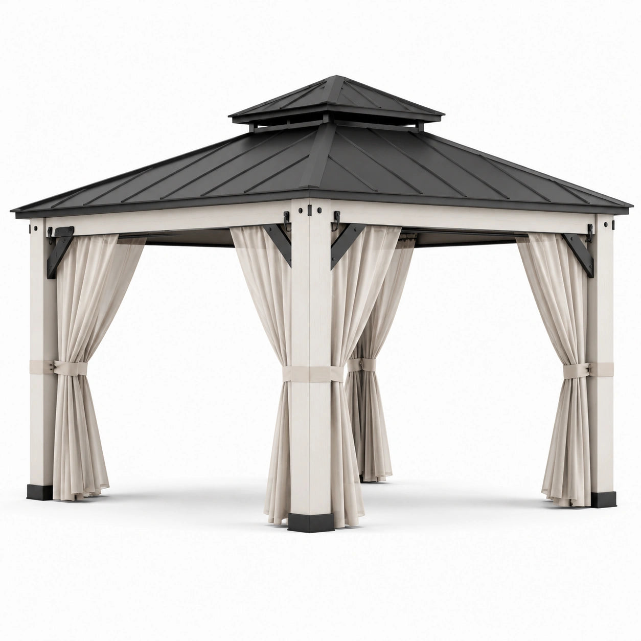 Pavillon de jardin en aluminium avec rideaux 3x3m