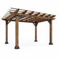 Pergola en bois d'eucalyptus finition brune