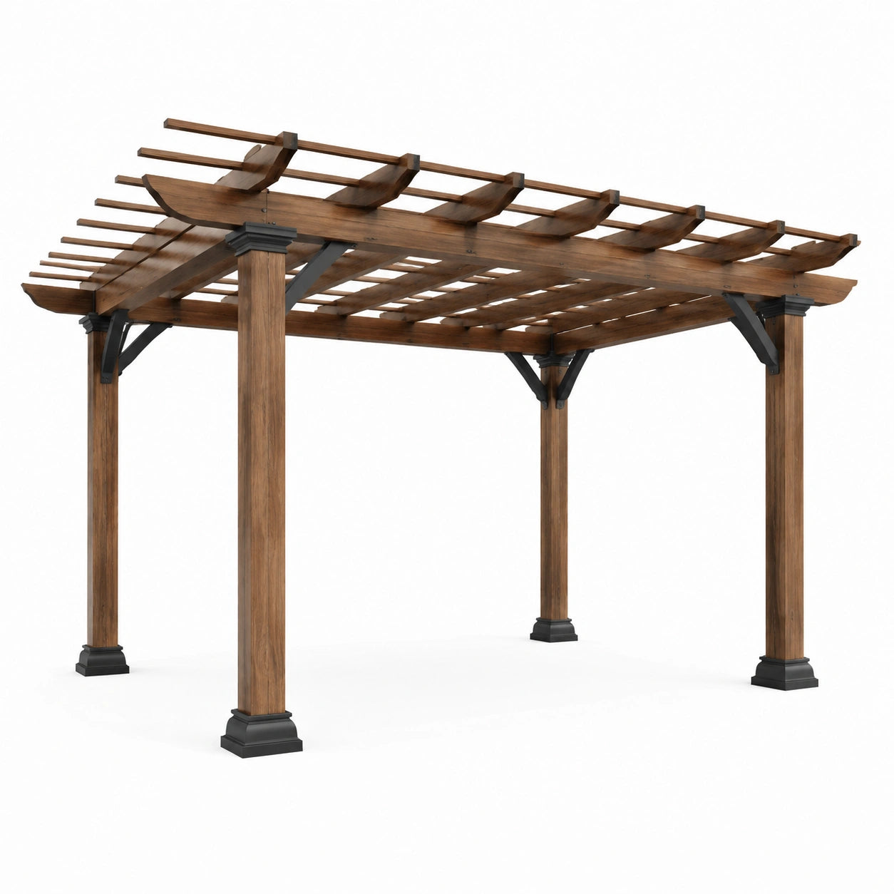 Pergola en bois d'eucalyptus finition brune