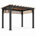 Pergola en métal et bois marron et noir 300x300 cm