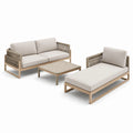 Ensemble salon de jardin en bois d'acacia et corde beige