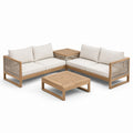 Ensemble en bois d'acacia et polyester beige