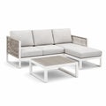 Ensemble de salon de jardin en aluminium avec cordes et coussins en polyester