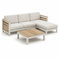 Salon de jardin en aluminium et teck avec coussins en polyester