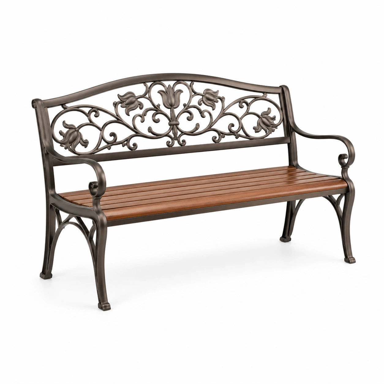Banc de jardin en fonte et bois de teck