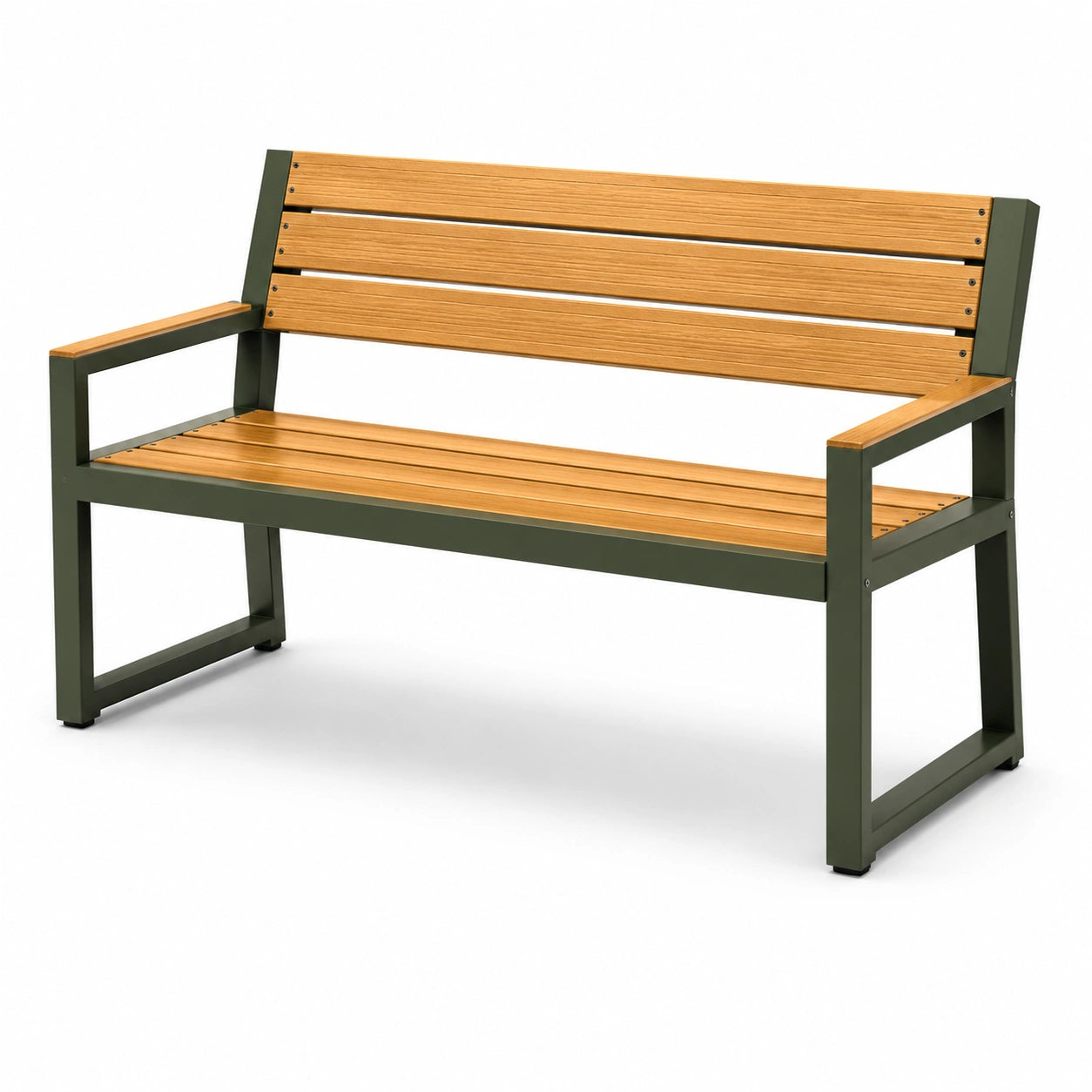 Banc en métal et bois d'acacia avec accoudoirs 120x60x80 cm