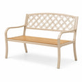 Banc de jardin en métal et bois de teck beige 120 cm