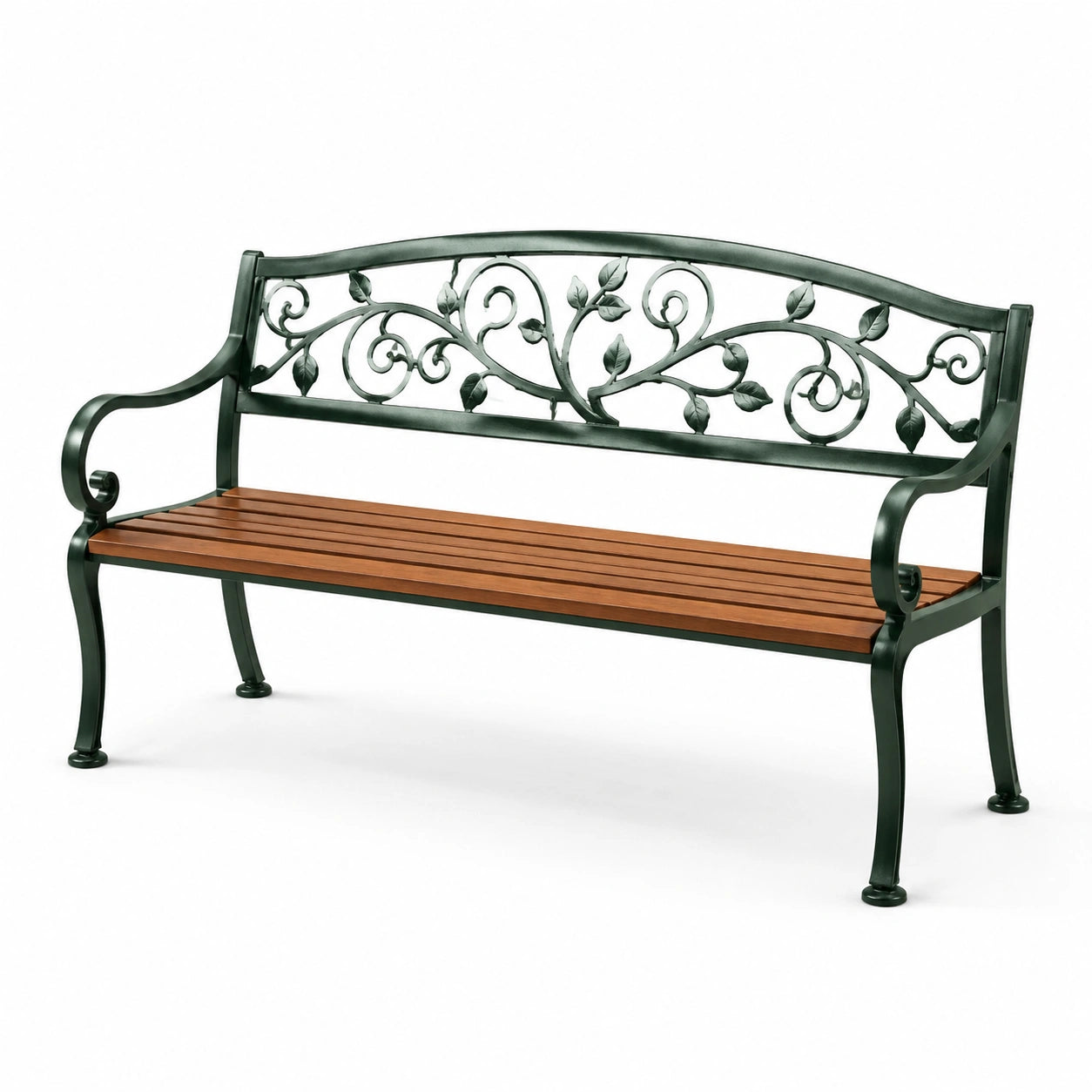 Banc de jardin en bois et fer forgé noir 125x52x75 cm