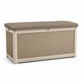 Coffre de rangement en résine tressée synthétique beige