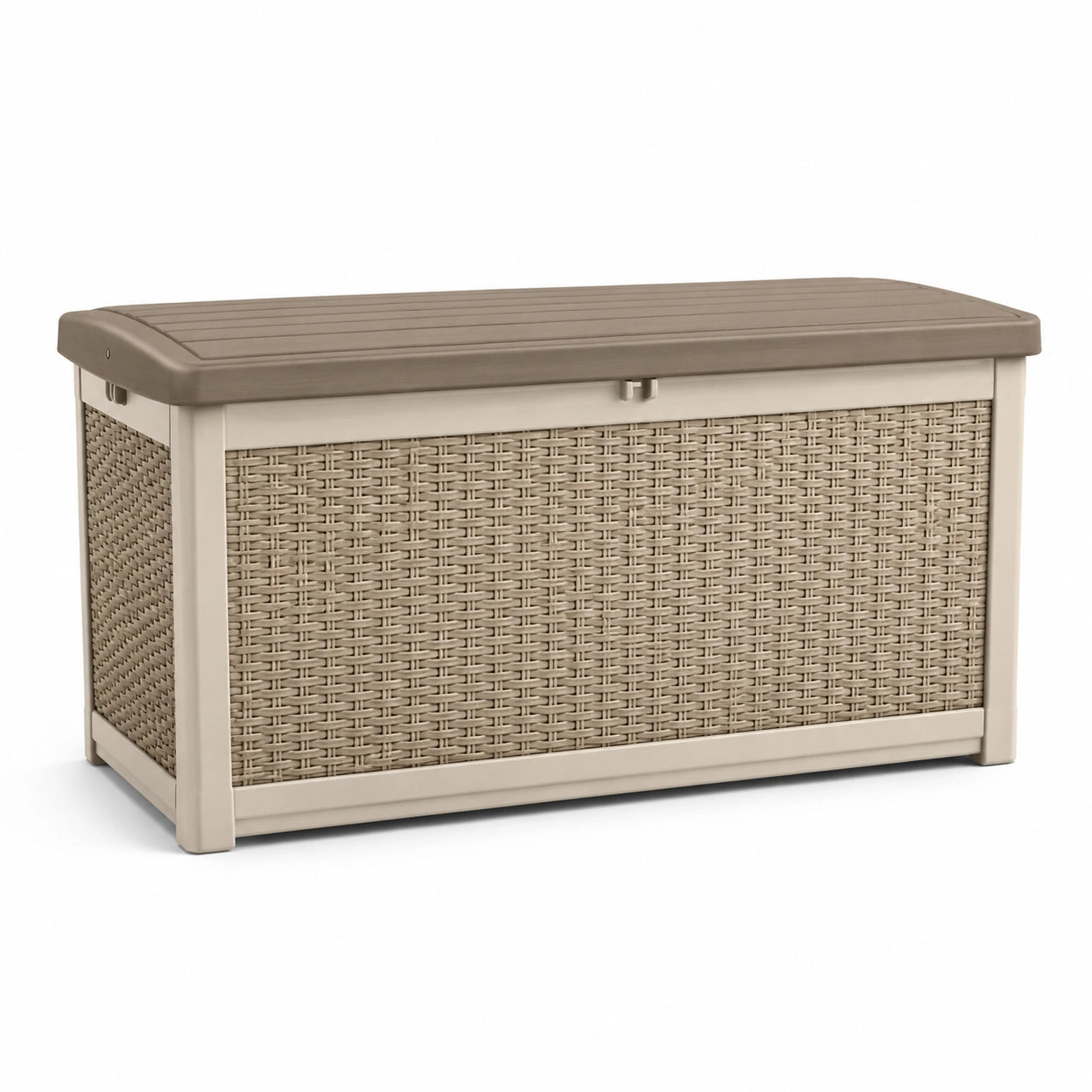 Coffre de rangement en résine tressée synthétique beige