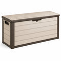 Coffre de rangement extérieur en plastique beige/marron à verrouillage
