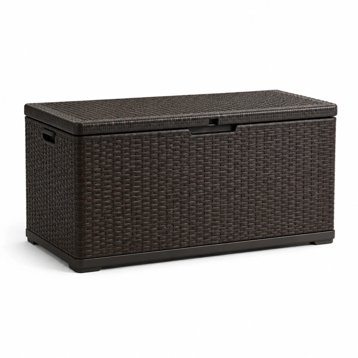 Coffre de rangement en résine tressée marron 120x60x60 cm