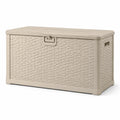 Coffre de rangement en résine tressée beige 120 cm