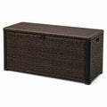 Coffre de rangement en rotin synthétique marron avec structure en acier