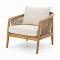 Fauteuil en bois et corde tissée beige