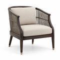 Fauteuil en bois avec cordage et tissu beige