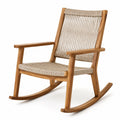 Fauteuil à bascule en bois et corde tressée beige