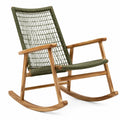 Fauteuil à bascule en teck et corde synthétique vert